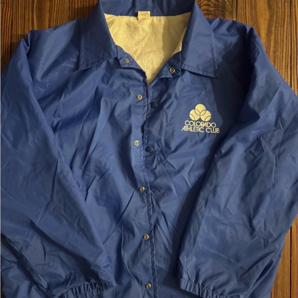 Vintage 80s WOLF Blue & White Sportswear Jacket